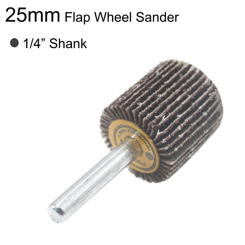 JUNLIXN 10 Pcs 25mm Flap Wheels, 1/4'' Shank 80 Grit Aluminum Oxide Grain Mounted Flap Sanding Wheel for Drill, Grinder, Rotary Tools - Image 3